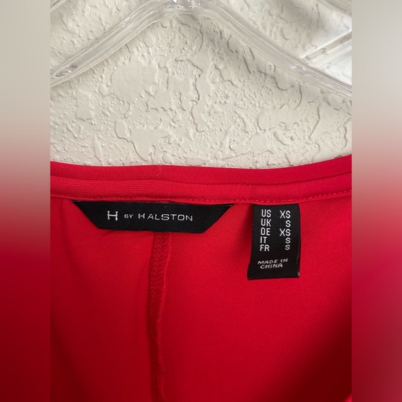 NWOT, H by Halston Red VNeck Assymetrical Hemline Midi Dress Women’s Size XS - Picture 5 of 14